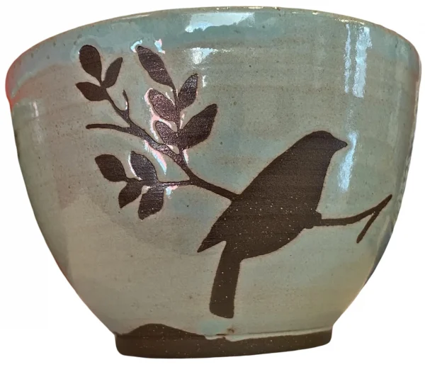 Brown Birds Turquoise Bowl by Roberta Ahuja