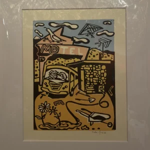 Motel Couple (Woodcut Print) by Andrew Long Furse