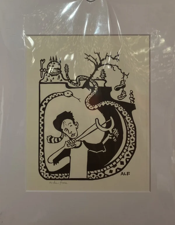 Boy with Sling Shot (Woodcut Print) by Andrew Long Furse