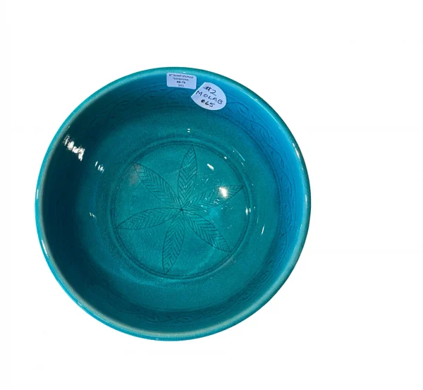 6'' Bowl Etched Turquoise by Matin Malikzada