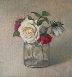 Red and White Roses by Linda West
