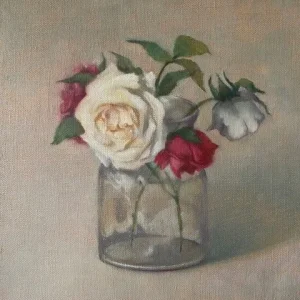 Red and White Roses by Linda West