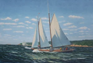 Reefed Main and Dropped Jib: A Stiff Breeze Off Gloucester by Charles Raskob Robinson