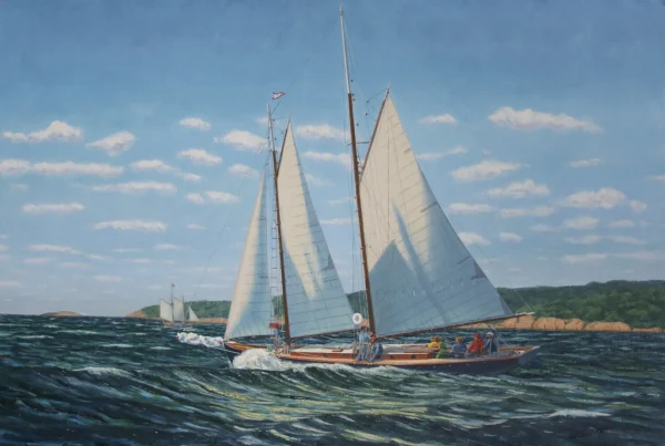 Reefed Main and Dropped Jib: A Stiff Breeze Off Gloucester by Charles Raskob Robinson