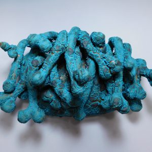 Turquoise Two-Pawed Vine (Wall Sculpture) by Donna Namnoum