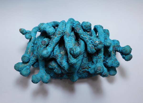 Turquoise Two-Pawed Vine (Wall Sculpture) by Donna Namnoum