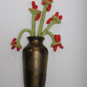 Red Orange Green (Bronze Vase) by Donna Namnoum
