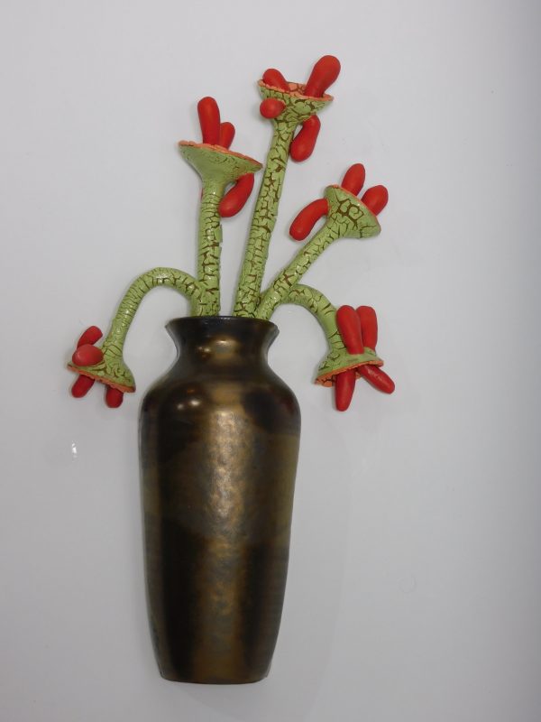 Red Orange Green (Bronze Vase) by Donna Namnoum