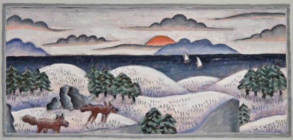 Snowy Landscape with 2 Foxes by Thomas McKnight