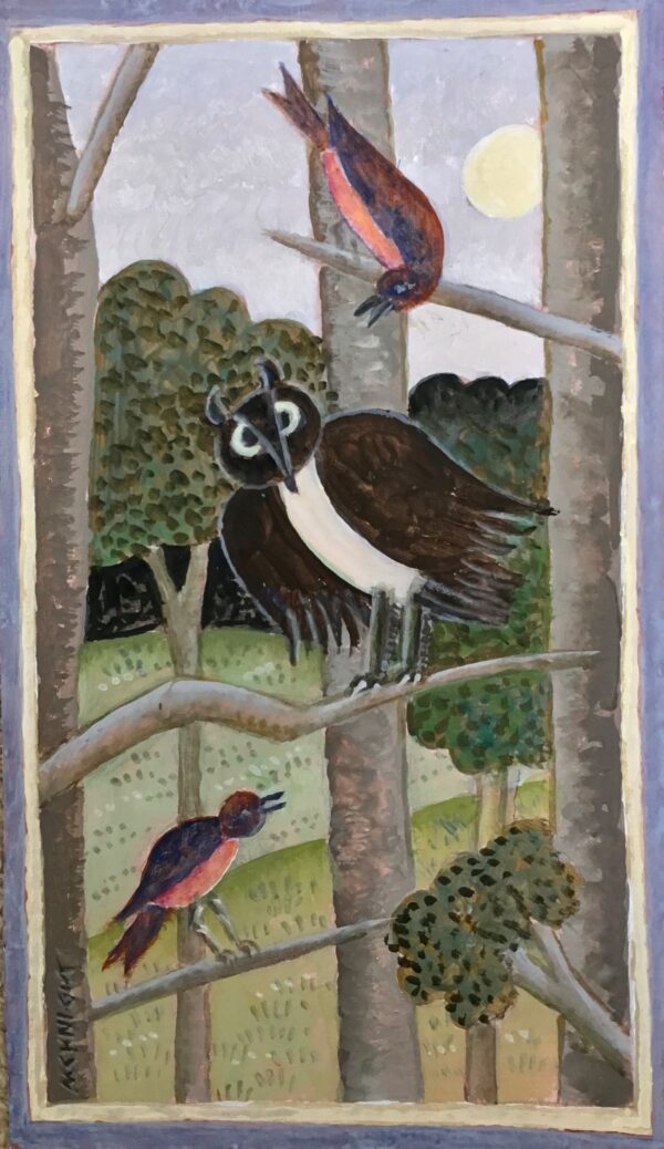 Owl with 2 Birds by Thomas McKnight