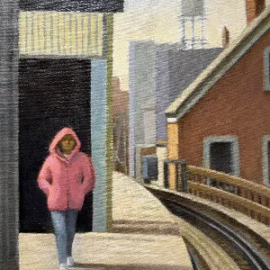 Chicago EL, Girl in Pink by Judith Wyer