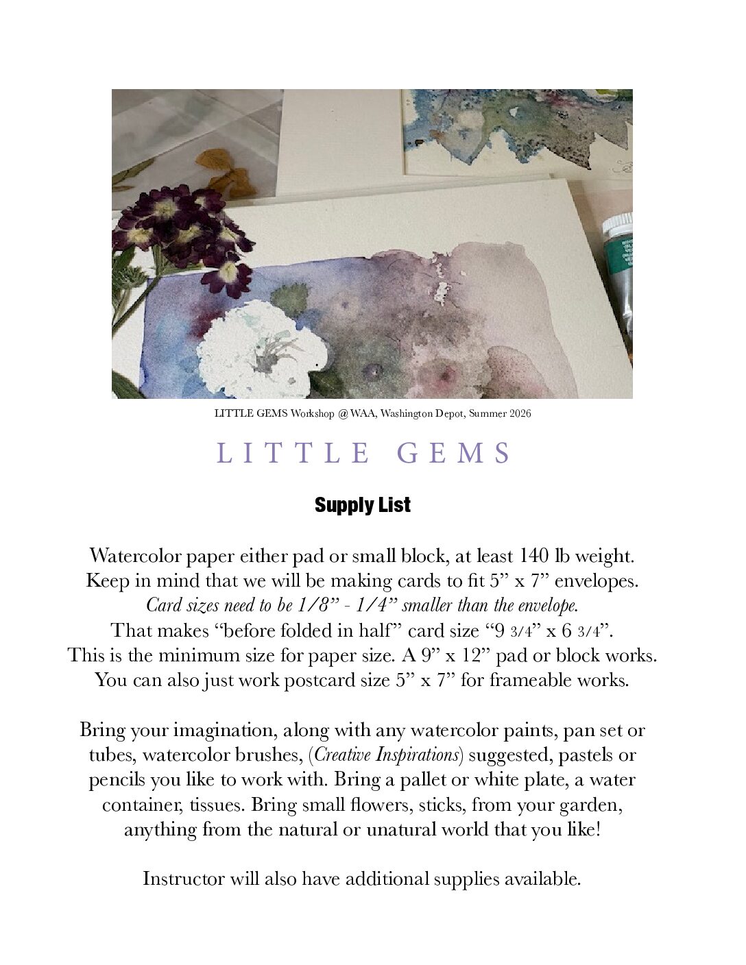 LITTLE GEMS 2-Day Workshop in Watercolor with Grace Scharr McEnaney (Fri, July 24-Sat, July 25 | 12:45 PM to 3:00 PM) - Image 3